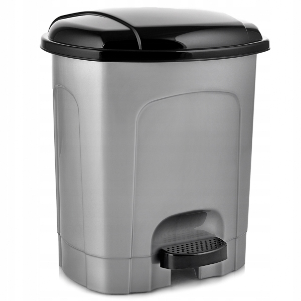Levně Plastový odpadkový koš s pedálem, šedý, 50 l