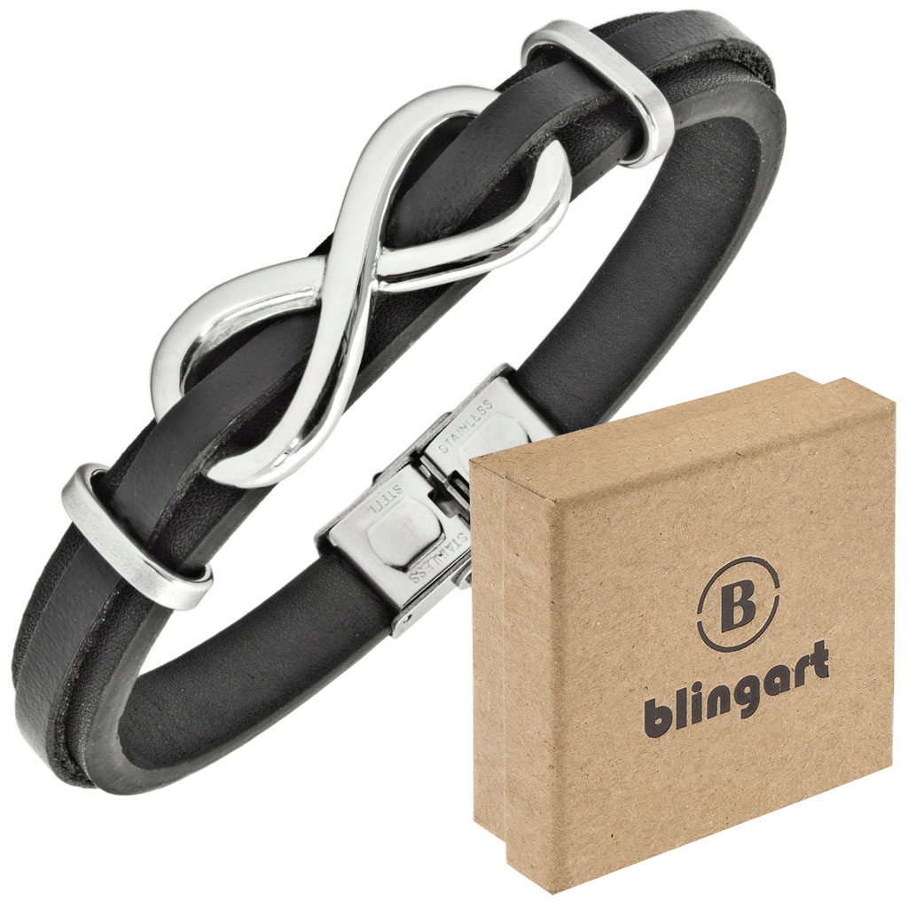 

Czarna skórzana męska bransoletka nieskończoność