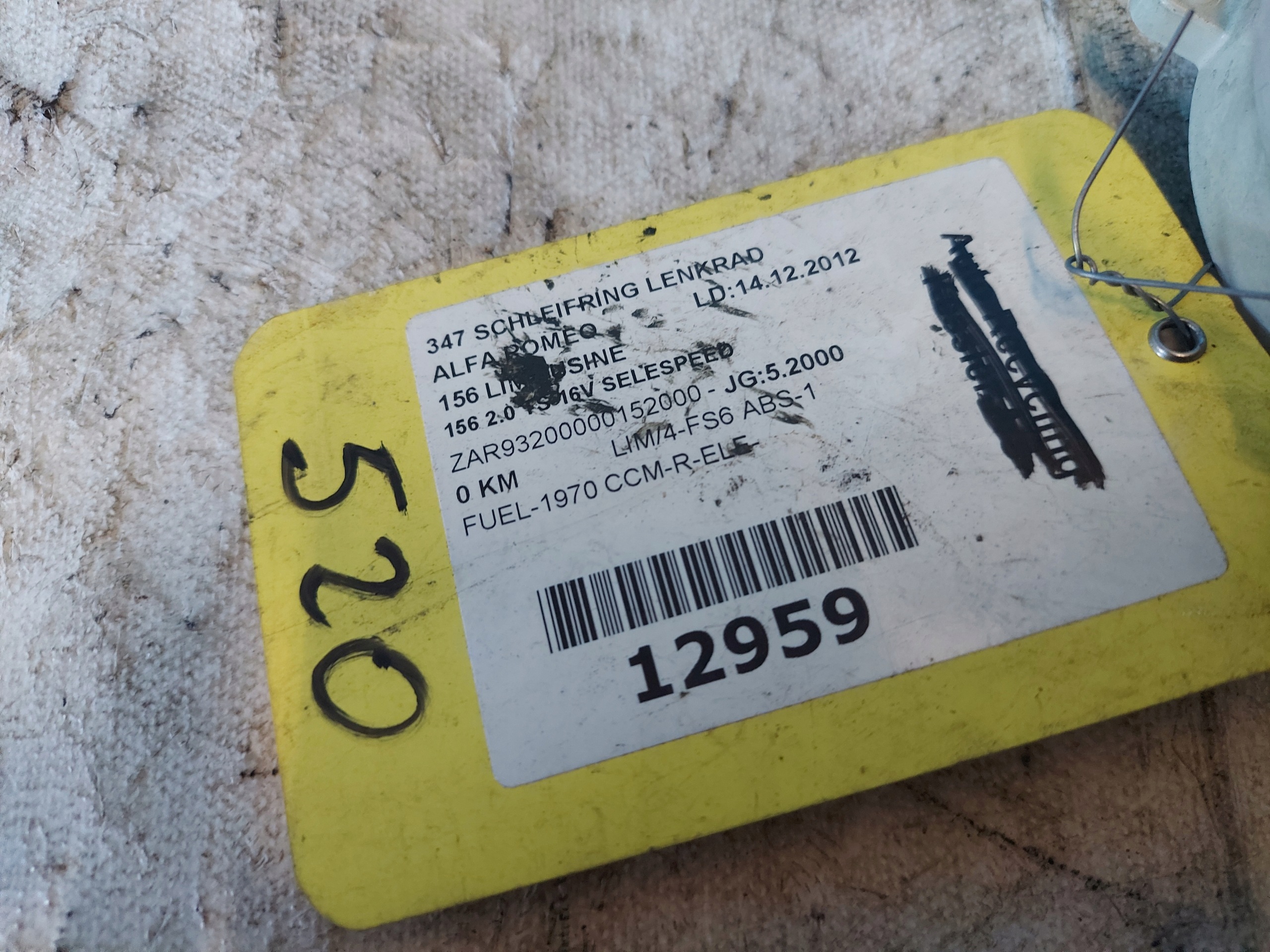 kroužek airbag ALFA 156