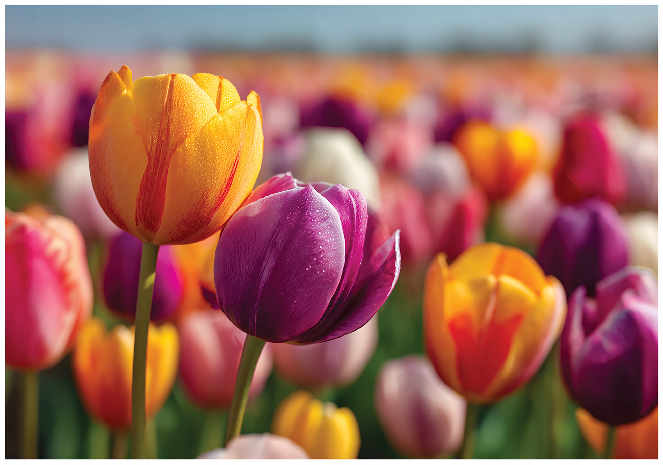 Fototapeta Kvety Tulipány Príroda Oranžová Fialová Lúka 400x280