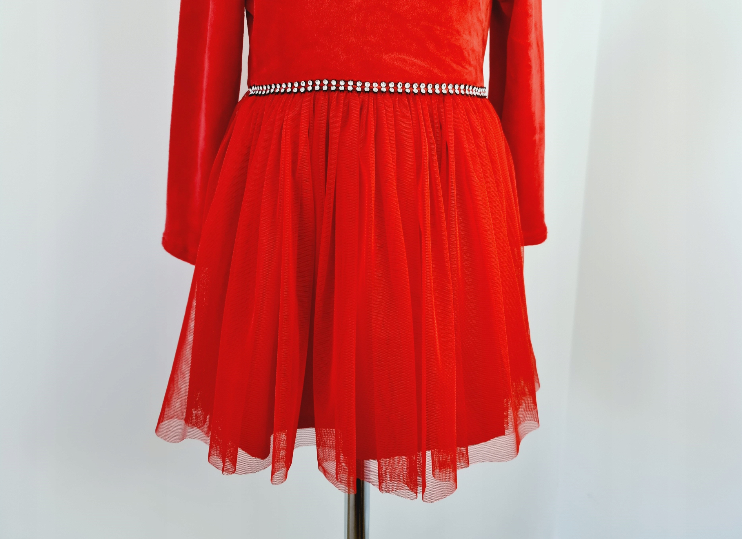 CZERWONA TIULOWA WELUR 104 sukienka wesele ŚWIĘTA Materiał dominujący bawełna