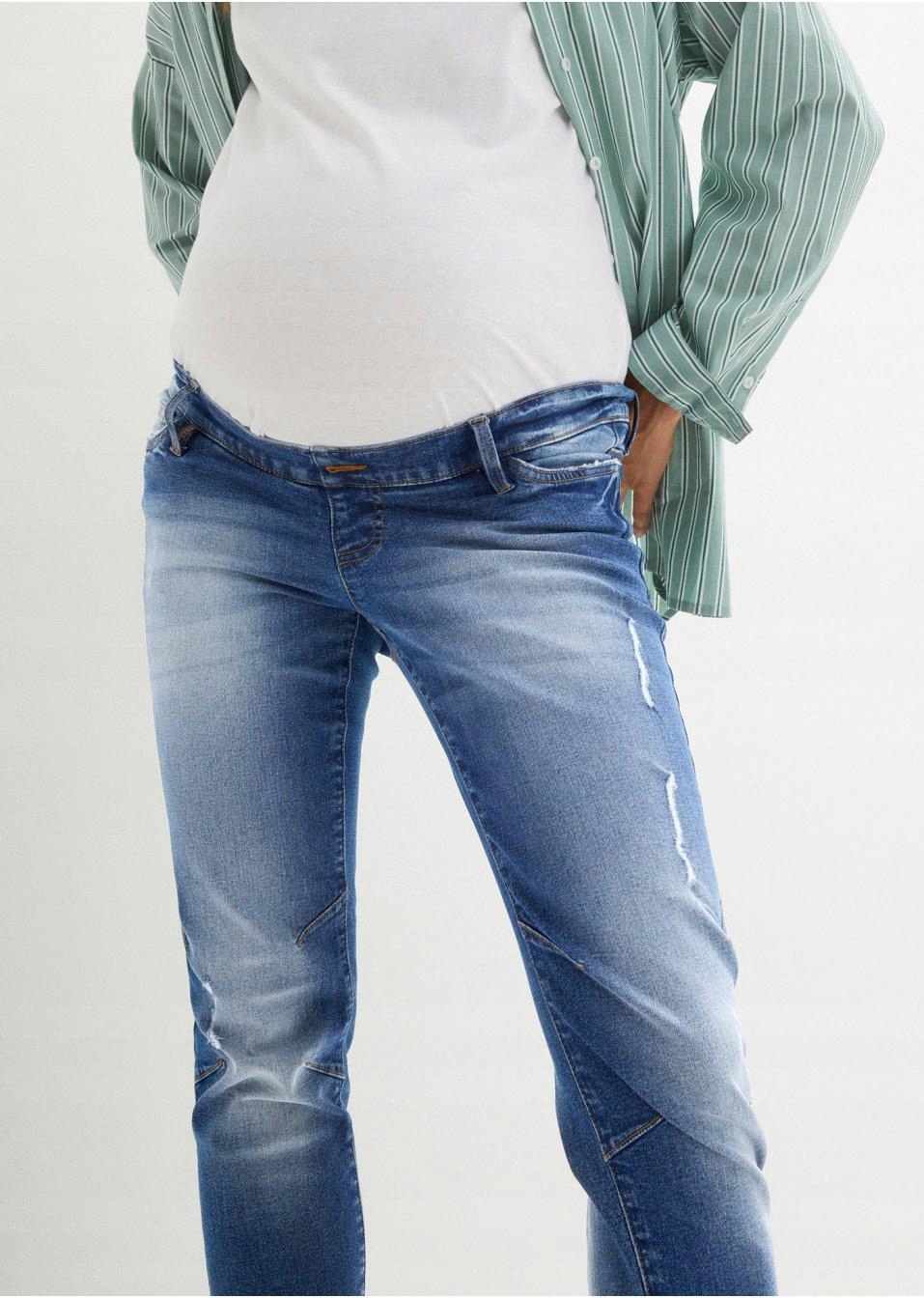 Bonprix JEANSY CIĄŻOWE PRZETARCIA qpz 34 Kolor niebieski