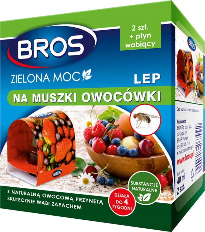 

Lep na muszki owocówki 2 szt. płyn wabiący Zielona
