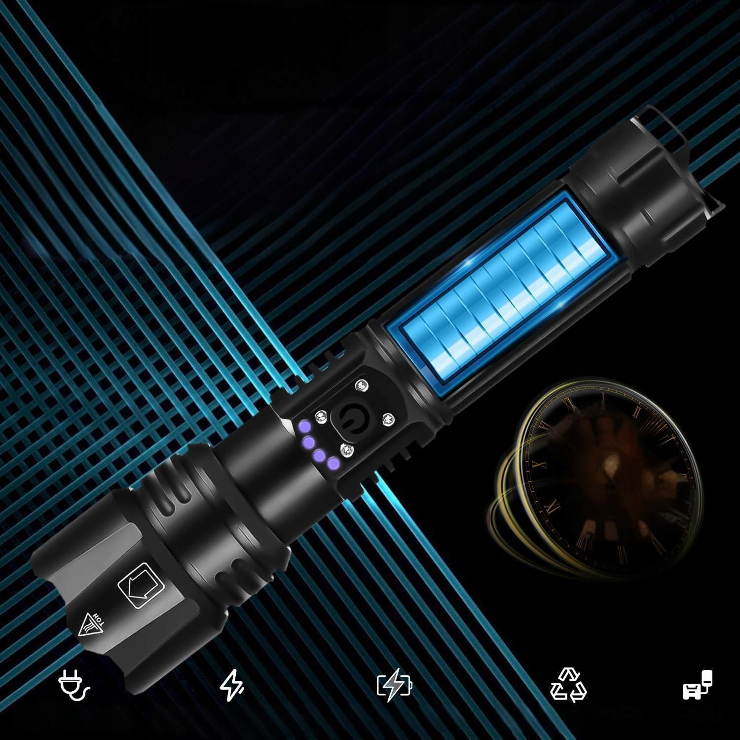 LATARKA LED TAKTYCZNA - 3000 LUMENÓW POLICYJNA WOJSKOWA WODOODPORNA Kolor dominujący czarny