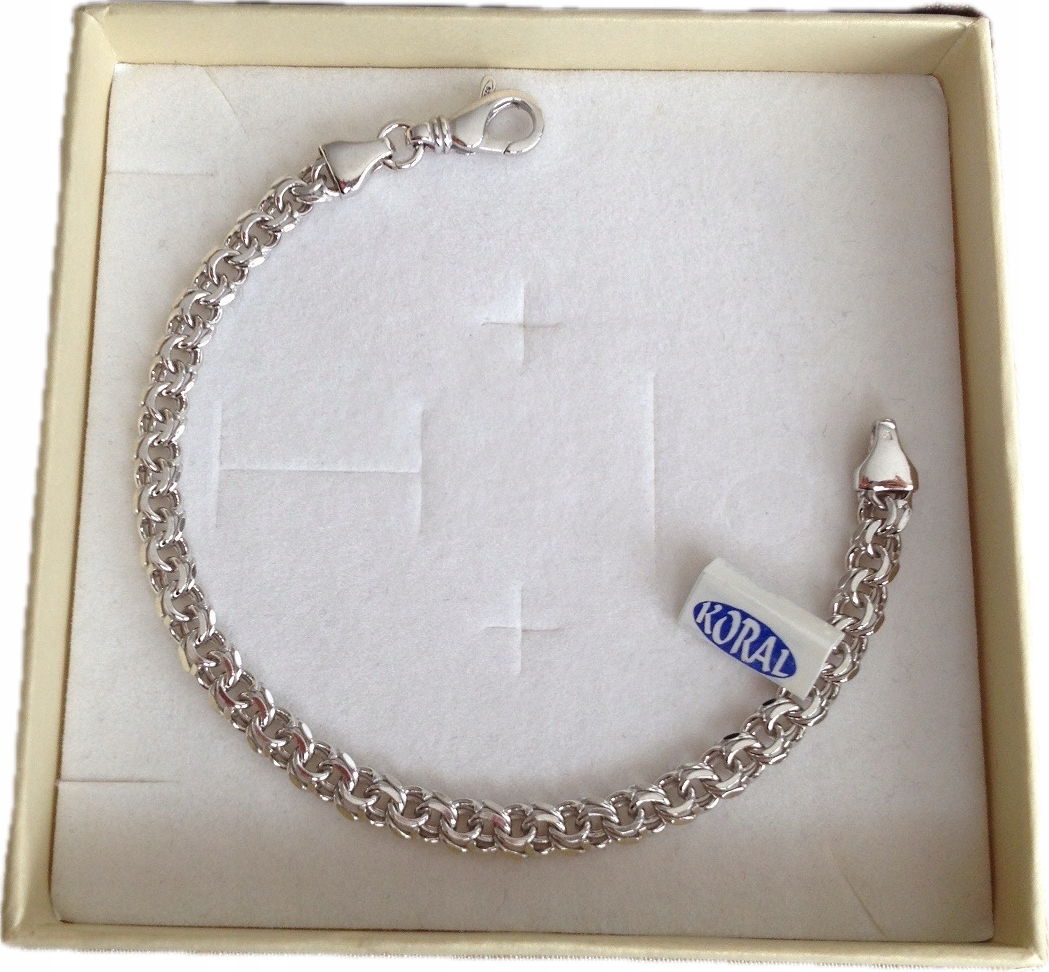 GRUBA BRANSOLETKA SREBRNA na rękę próby 925 RODOWANA (na PREZENT)