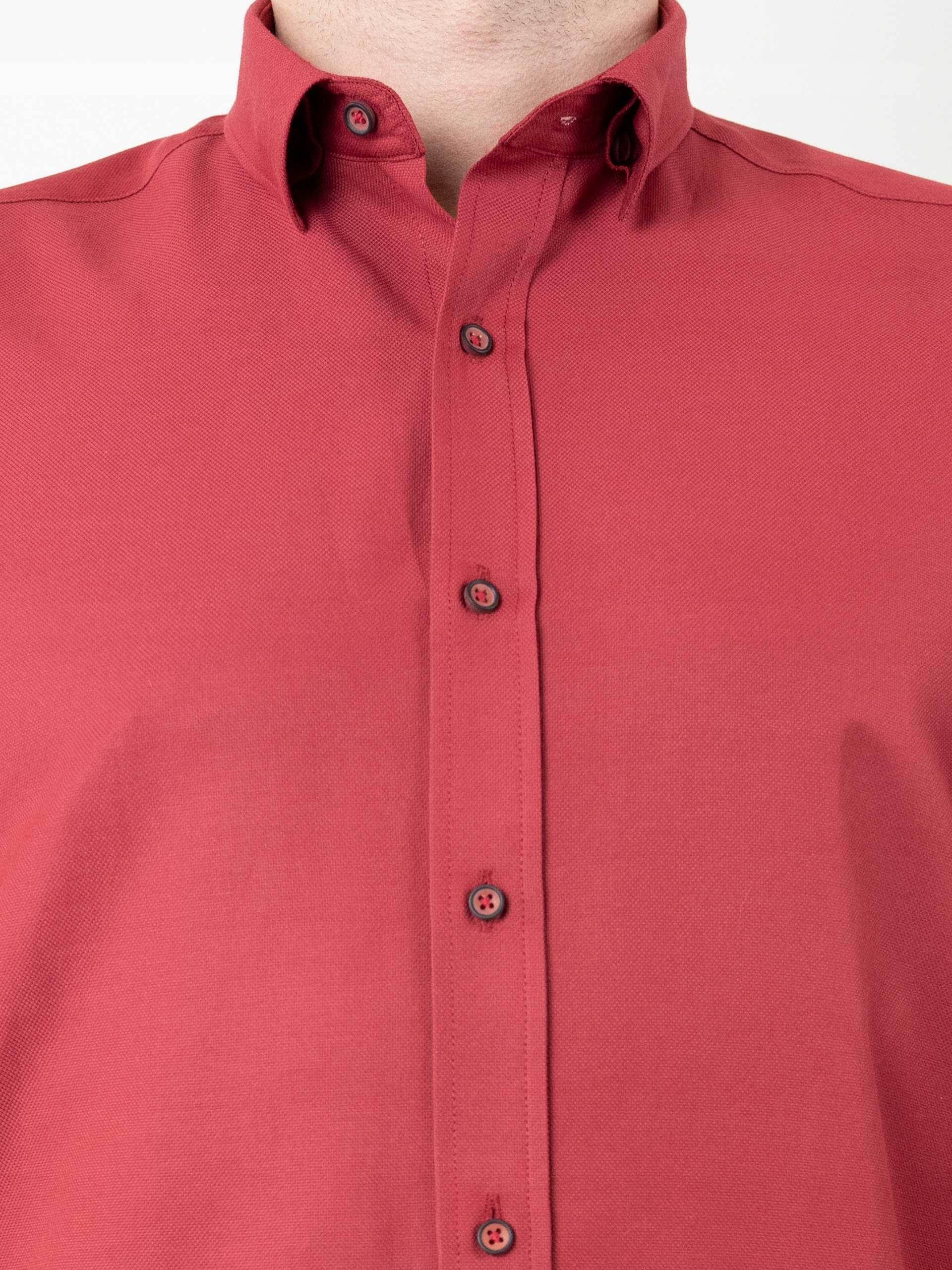 Koszula męska elegancka CASUAL SLIM CZERWONA L Rozmiar L