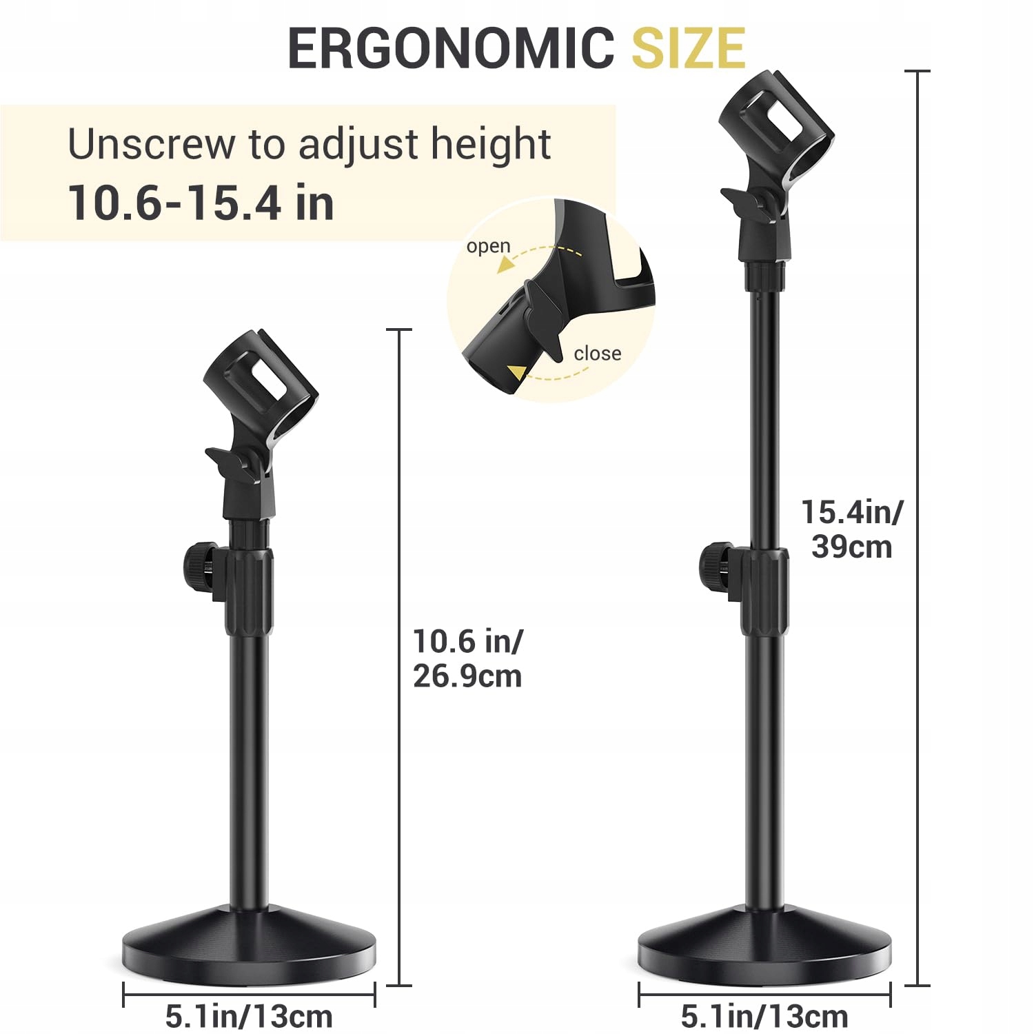 OHUHU Stojak Na Mikrofon Regulowany Uchwyt Z Adapterem 5/8" Na 3/8" — miniatura 2