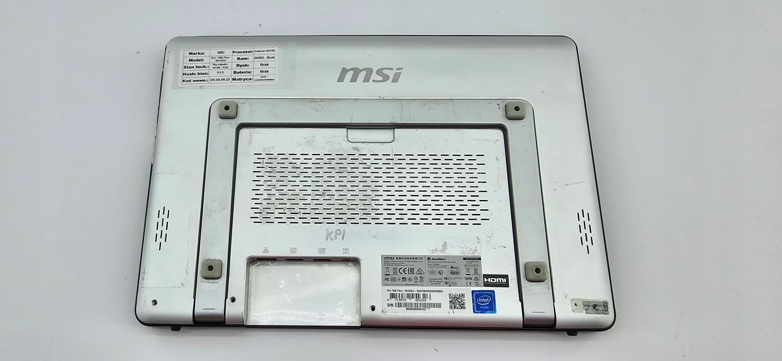 Komputer PC Pro MSI 16B Flex-001XEU Intel Celeron DDR3 BRAKI DAWCA CZEŚCI Marka MSI