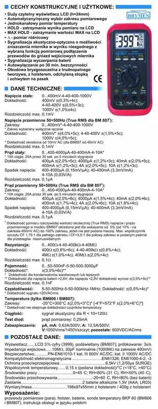 Multimetr miernik BM805 BRYMEN duży wyświetlacz Typ ręczny