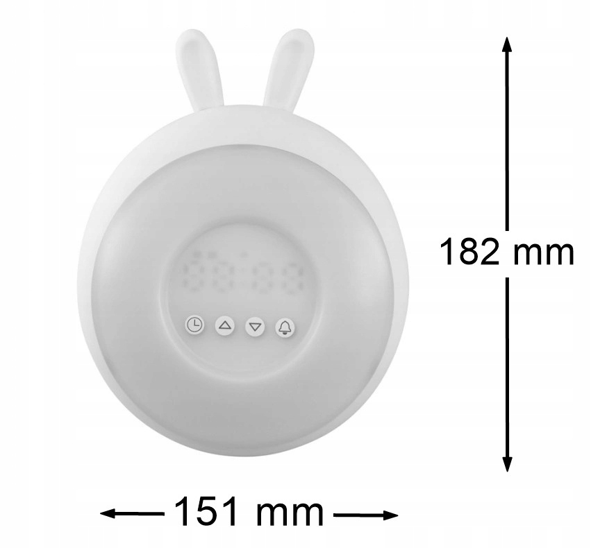 Lampka nocna z budzikiem LED RGB biały królik Zasilanie USB