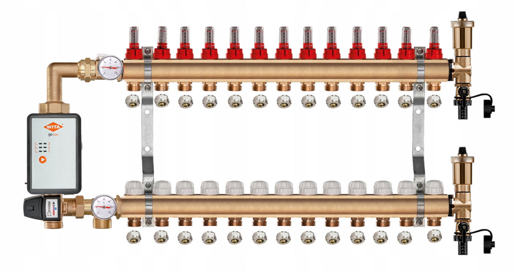 Podlahový Mosazný Rozdělovač 13 Čerpací Skupina Vítá Go.tec Pex Spojky