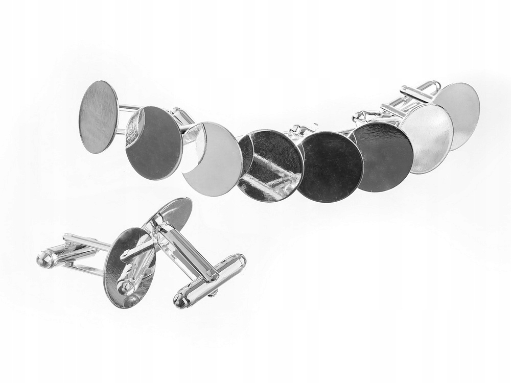 Polotovary na výrobu sponek Bazy na sponky Posrebrzane 16 MM, 20 ks