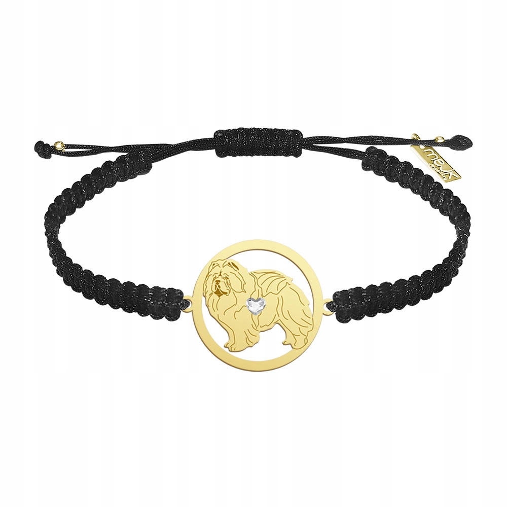 Zlatý náramek s Chow chow 925 Makramé Dárek Žena Gravírování Bonus