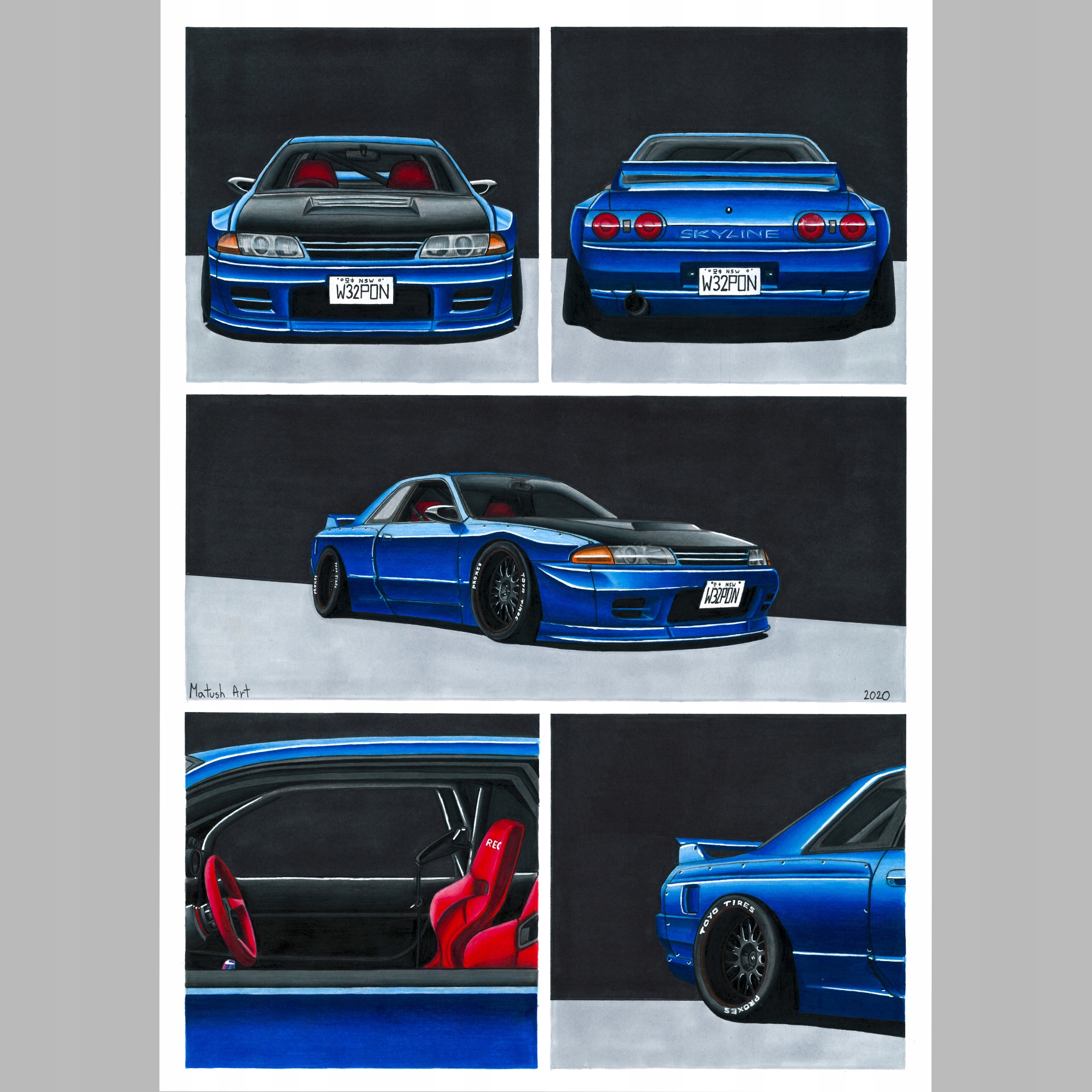 Плакат 70x100cm-Nissan GTR R32-Matush Art