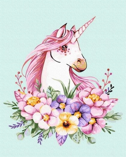 Malování podle čísel Jednorožec květiny 40x50cm /ArtiFly