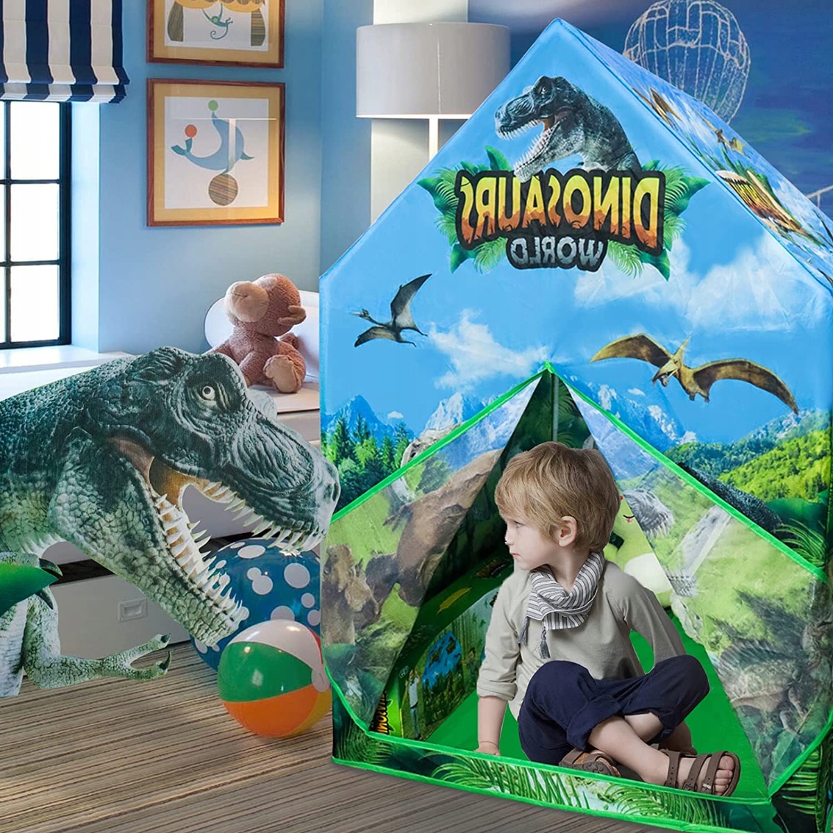 NAMIOT DOMEK DINOZAURA DLA DZIECI DINOZAURY DO DOMU OGRODU KREATYWNY Materiał plastik