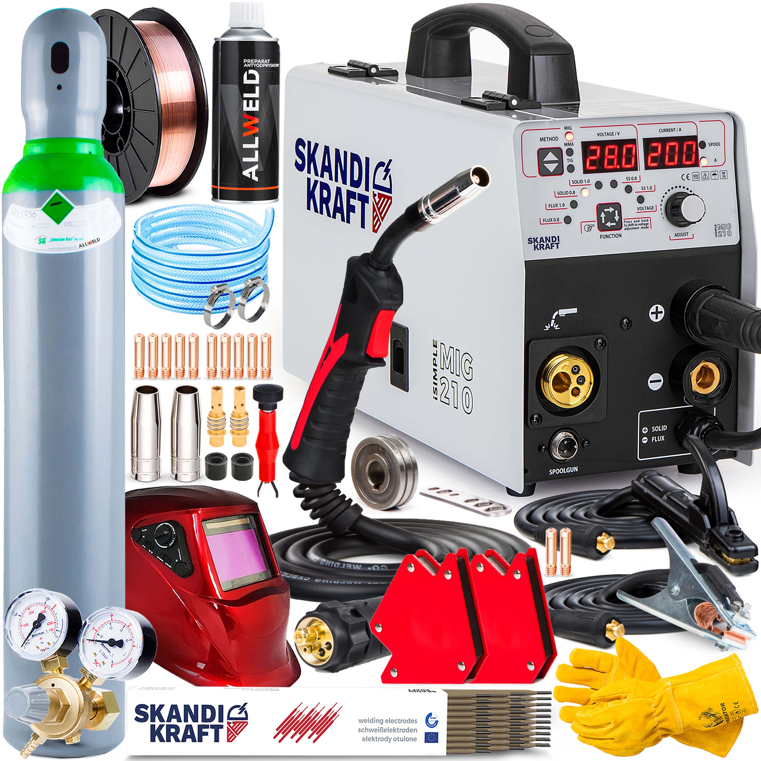 Svářečka Migomat Skandi Kraft Mig 210 Mma Tig 230V 200A Synergie Flux Igbt