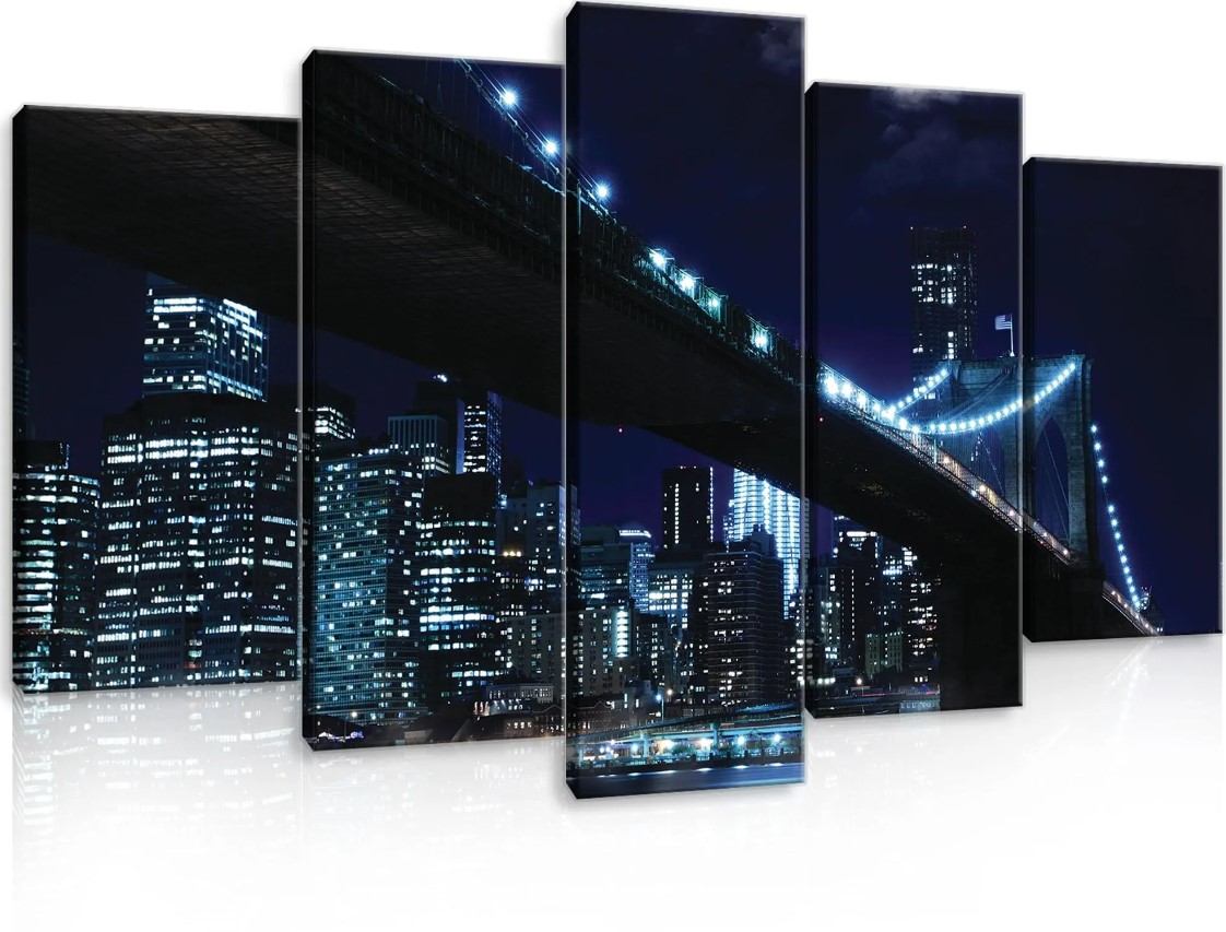 Obraz 100x60 Brooklynský most New York noc město mrakodrapy krajina