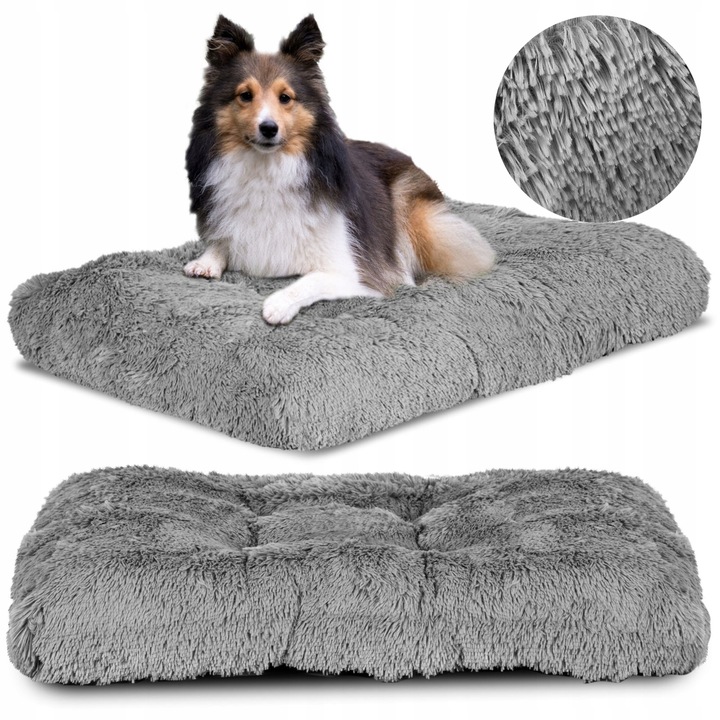 Levně Pelíšek pro psa polštář silný měkký shaggy 100x70 cm světle šedý