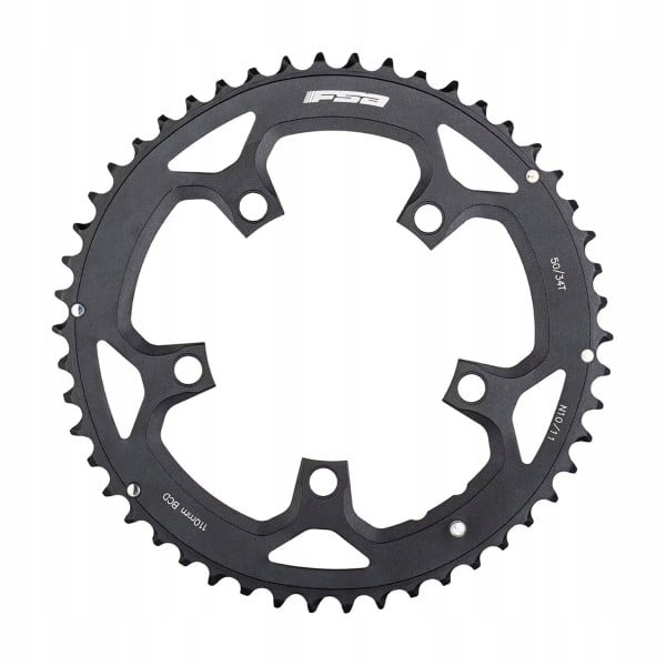 Fsa Chainring Bcd 110 Mm 5-bolts 2 X 11s 50 Teeth, Black, Wa049, Pin 12 M