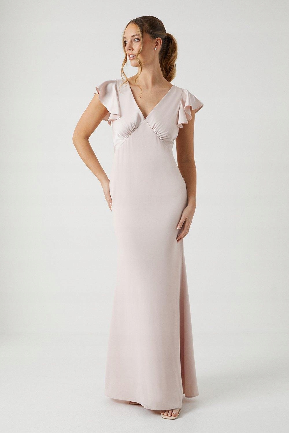 Coast Pudrová Růžová Šaty Maxi V Neck (38)