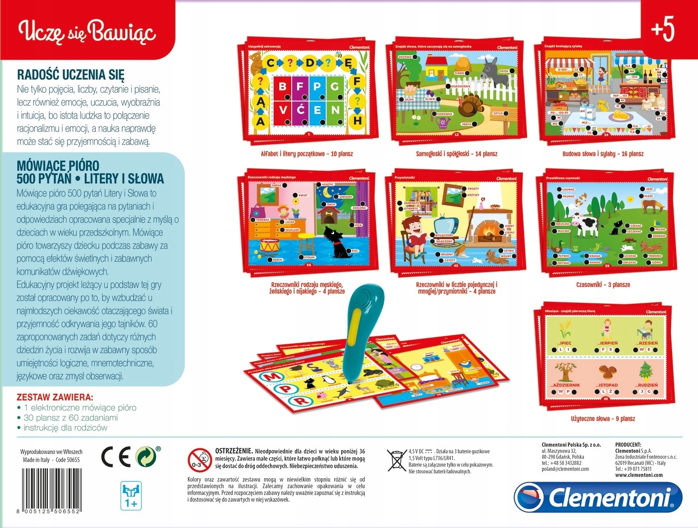 MÓWIĄCE PIÓRO 500 PYTAŃ LITERY I SŁOWA CLEMENTONI Marka Clementoni