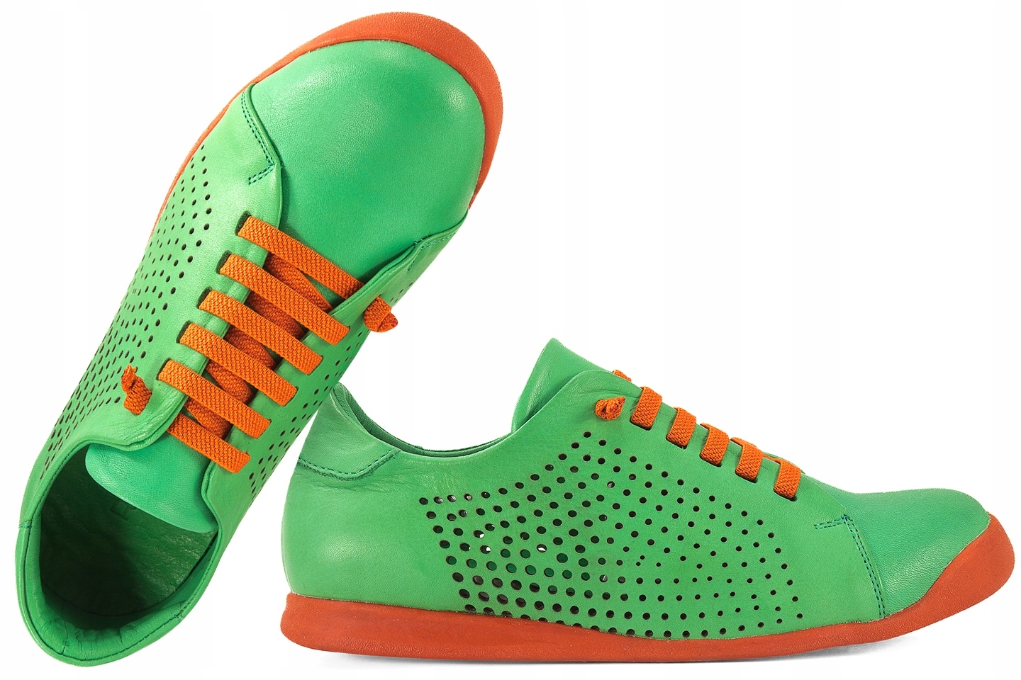 Ravini 1602 Ažurové Dámské Kožené Polobotky, zelené, zelená, 40