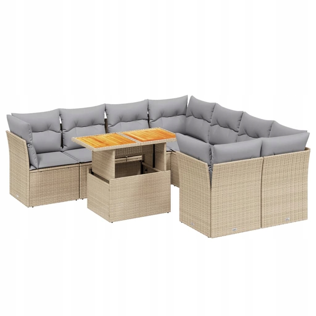 Set zahradního nábytku ratan vidaXL šedý 9 el.