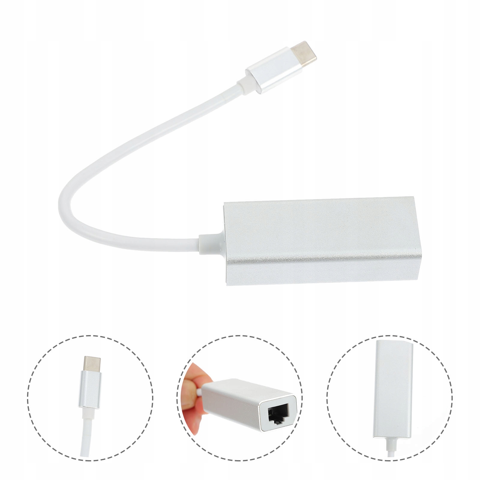 ADAPTER USB C NA LAN | KONWERTER ETHERNET 100 MB/s | PRZENOŚNY PLUG PLAY Marka Inna