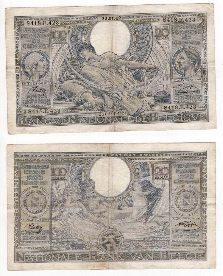 BELGIA 1942 100 FRANCS