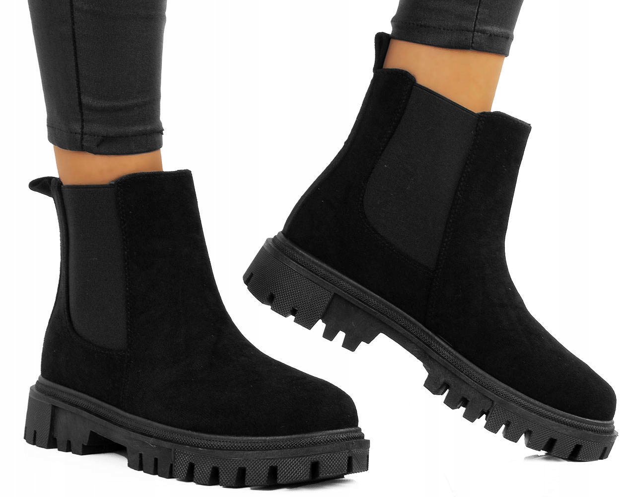 BOTKI SZTYBLETY ZAMSZOWE KLASYCZNE CZARNE 41