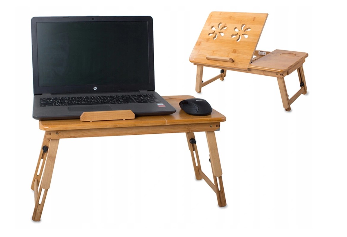 СТОЛИК ПОД НОУТБУК, СКЛАДНОЙ С ВЕНТИЛЯЦИЕЙ БАМБУКОВАЯ