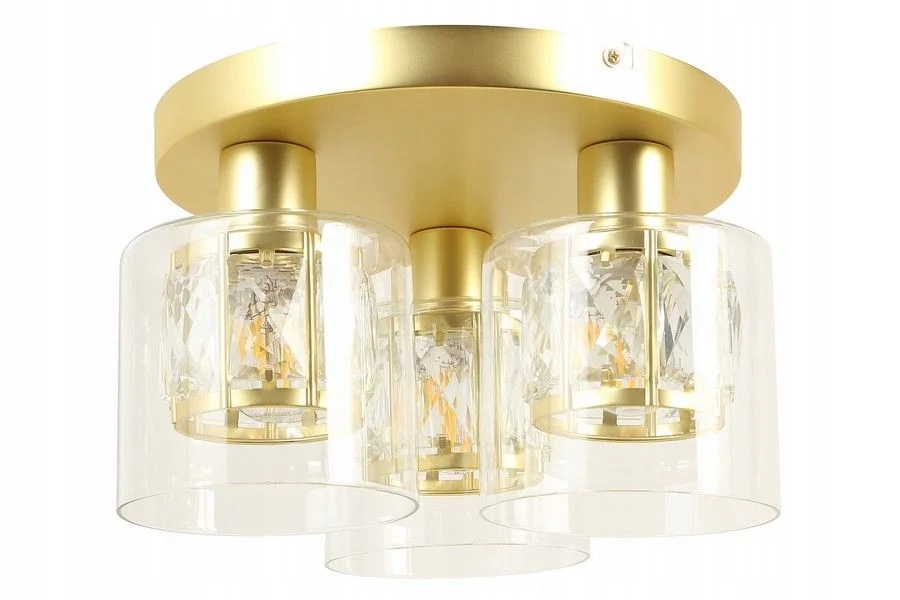 Stropná lampa Reality Elmo zlatá 3xE14 krištáľové tienidlá 40W