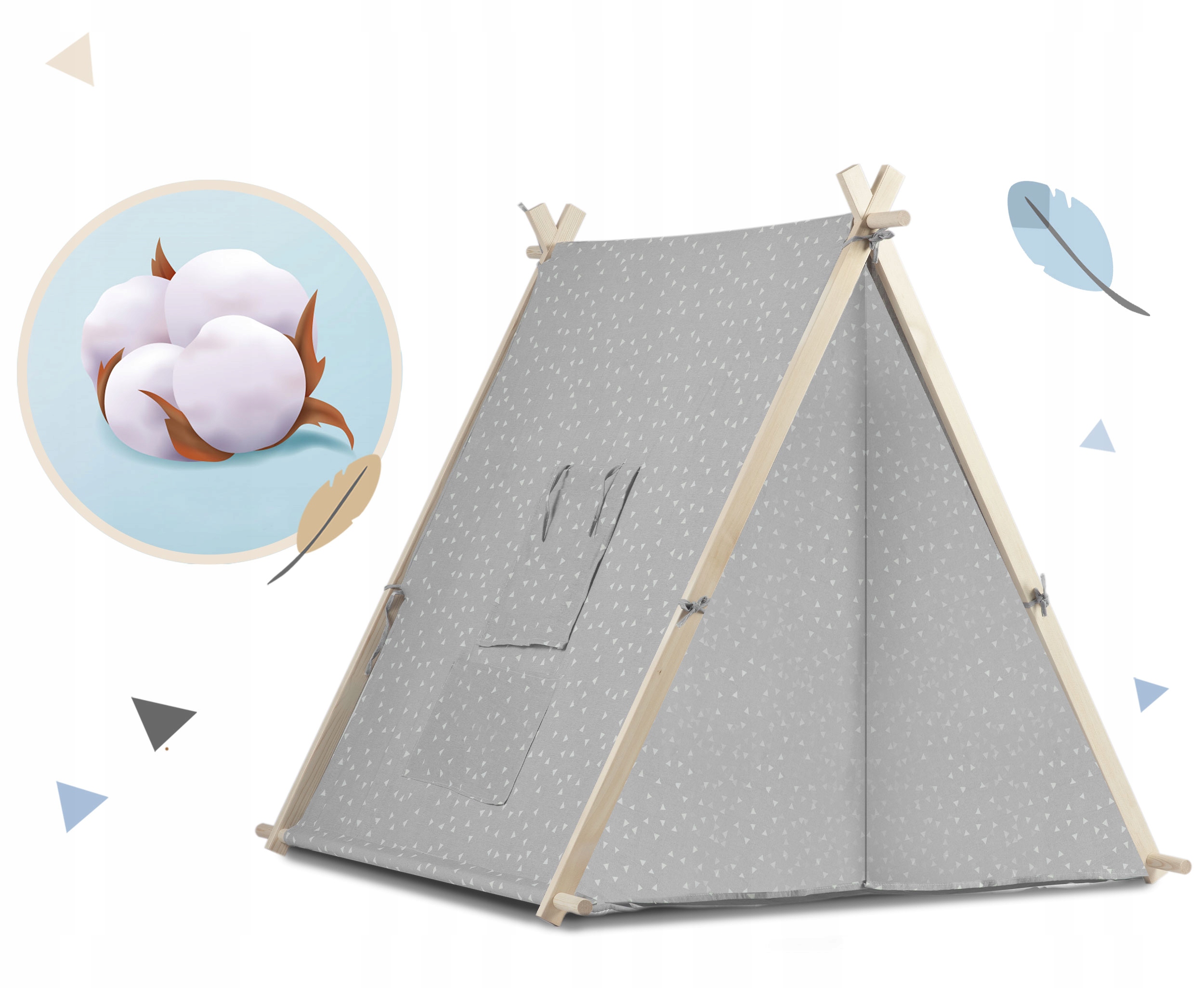 TIPI namiot dla dzieci DOMEK Poduszki LAMPKA LED Bawełna PREMIUM Nukido Akcesoria w zestawie mata poduszka pokrowiec inne