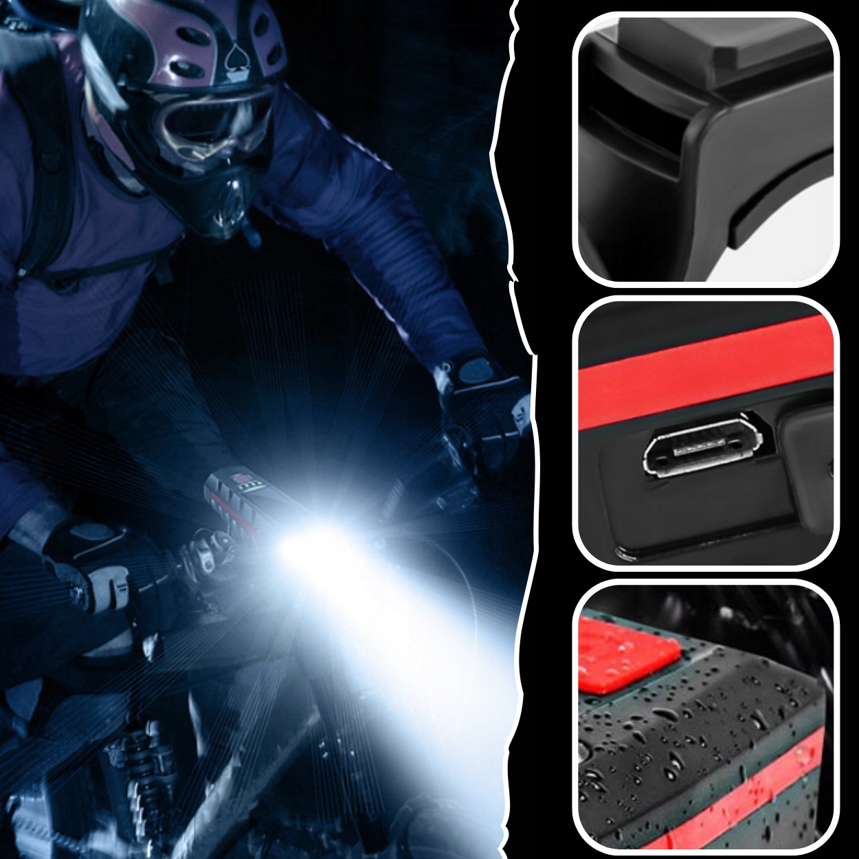 LAMPKA ROWEROWA PRZEDNIA LED LICZNIK GŁOŚNY DZWONEK AKUMULATOR 2400mAh Kolor dominujący czarny