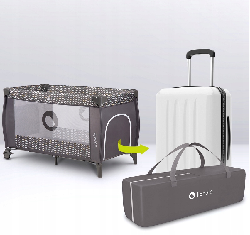 ŁÓŻECZKO TURYSTYCZNE SKŁADANE KOJEC 2w1 MUZYKA Kolor odcienie szarości i srebra