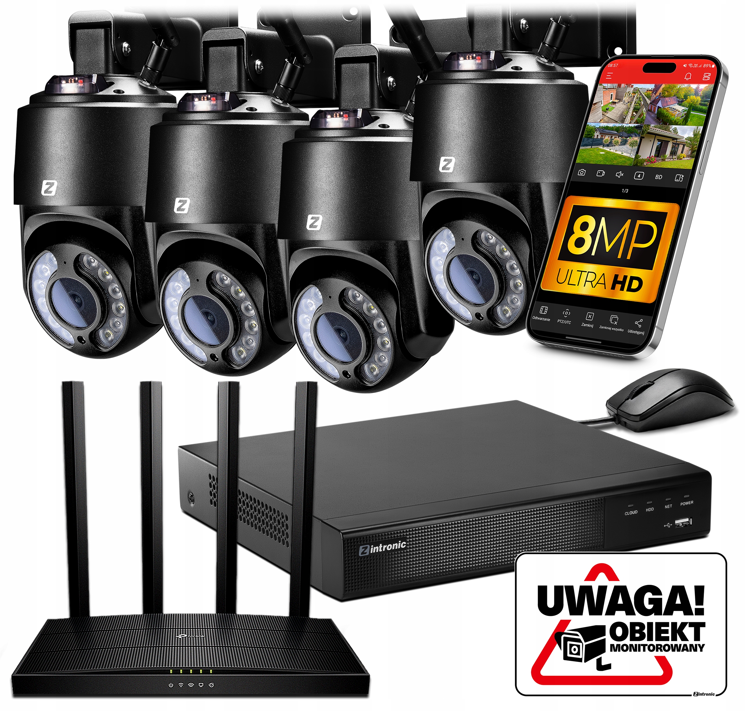 Sada Monitorování 4 Kamer P8 Ip WiFi Venkovní Ptz WiFi 8MPx bez disku