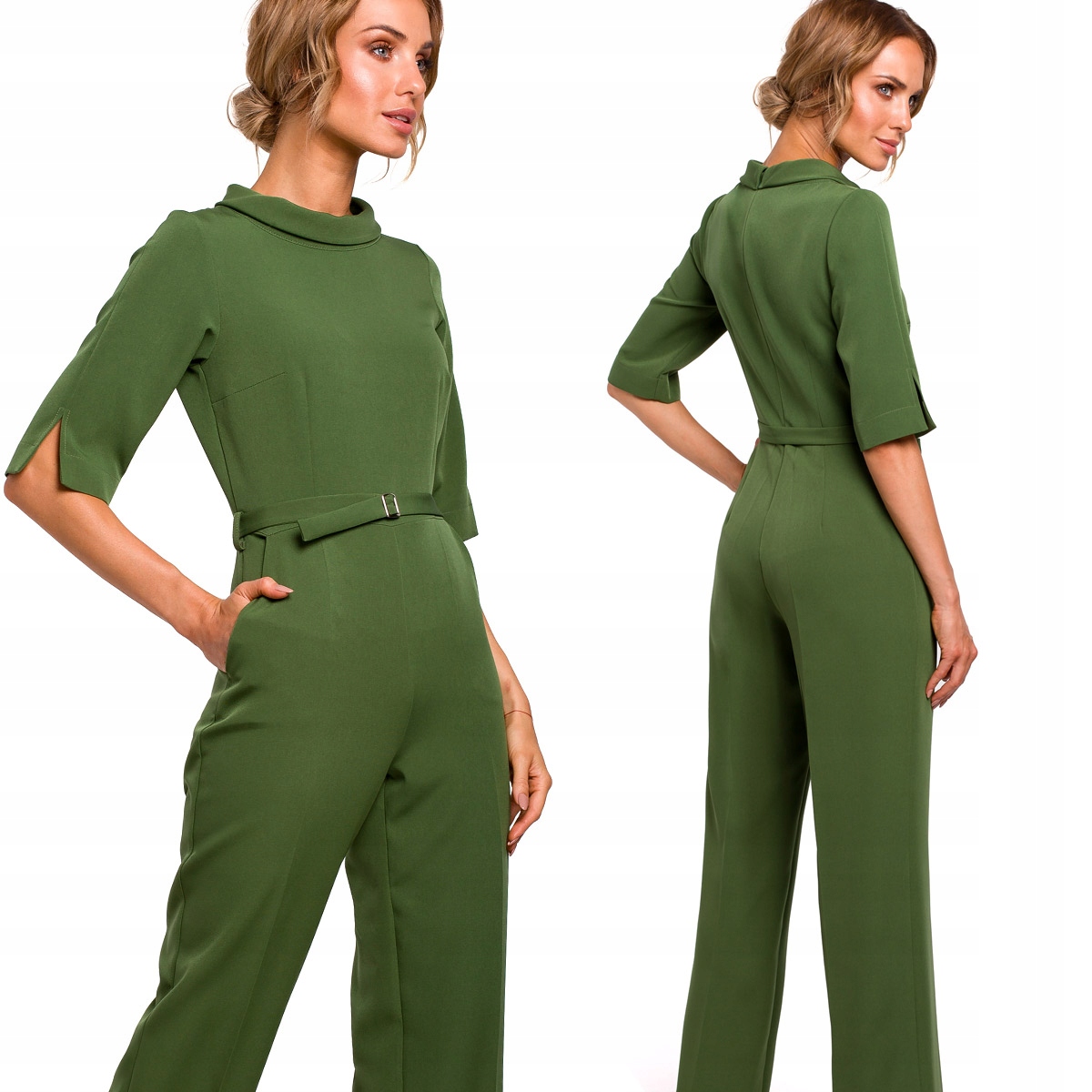 KOMBINEZON DAMSKI ELEGANCKI KOBIECY WYSZCZUPLAJĄCY FASON ZIELONY 44 XXL