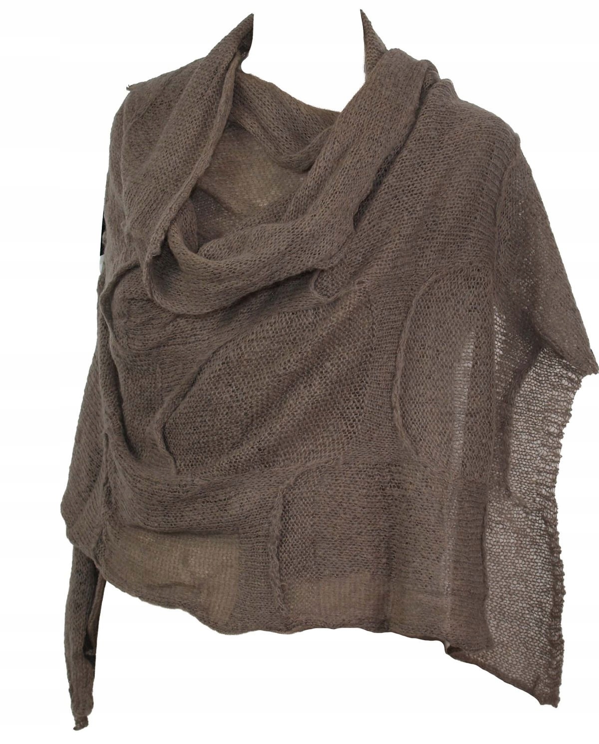 Vlněná šála, mohérová, béžová melanž lehká jako plechovka Made in Italy.