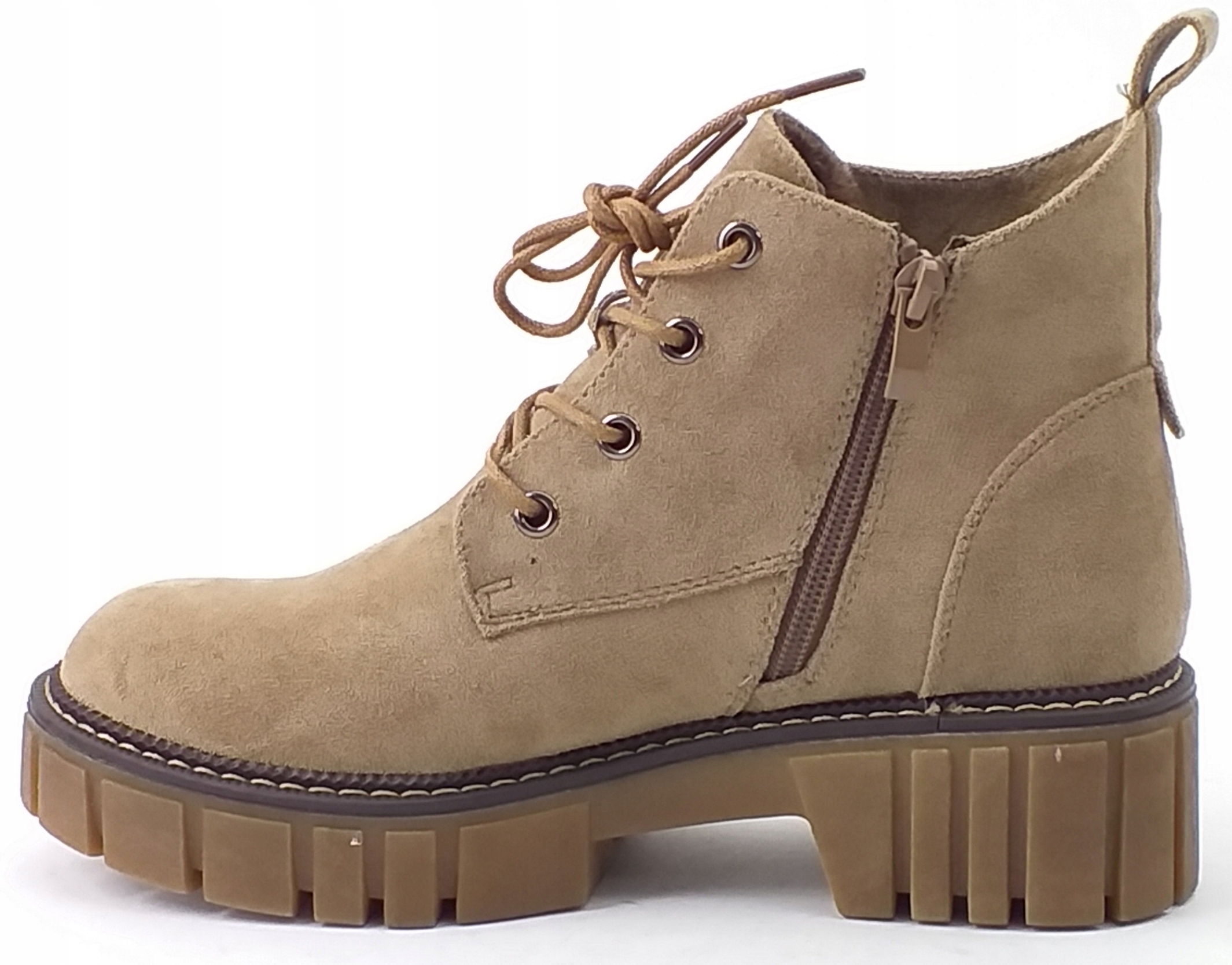 SERGIO LEONE TRAPERY MŁODZIEŻOWE OCIEPLANE BEŻ 41 Wysokość za kostkę