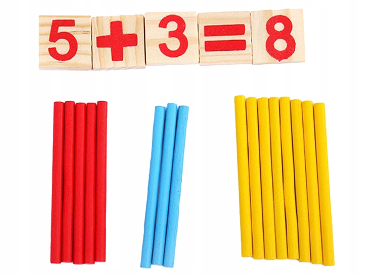 PATYCZKI do Nauki Liczenia Drewniane LICZYDŁO Cyferki + Znaki Matematyczne Marka inna