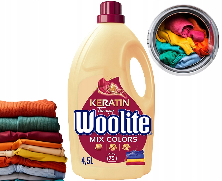 Levně Woolite Barevný Keratin Prací Prostředek 4,5 L/75 Praní