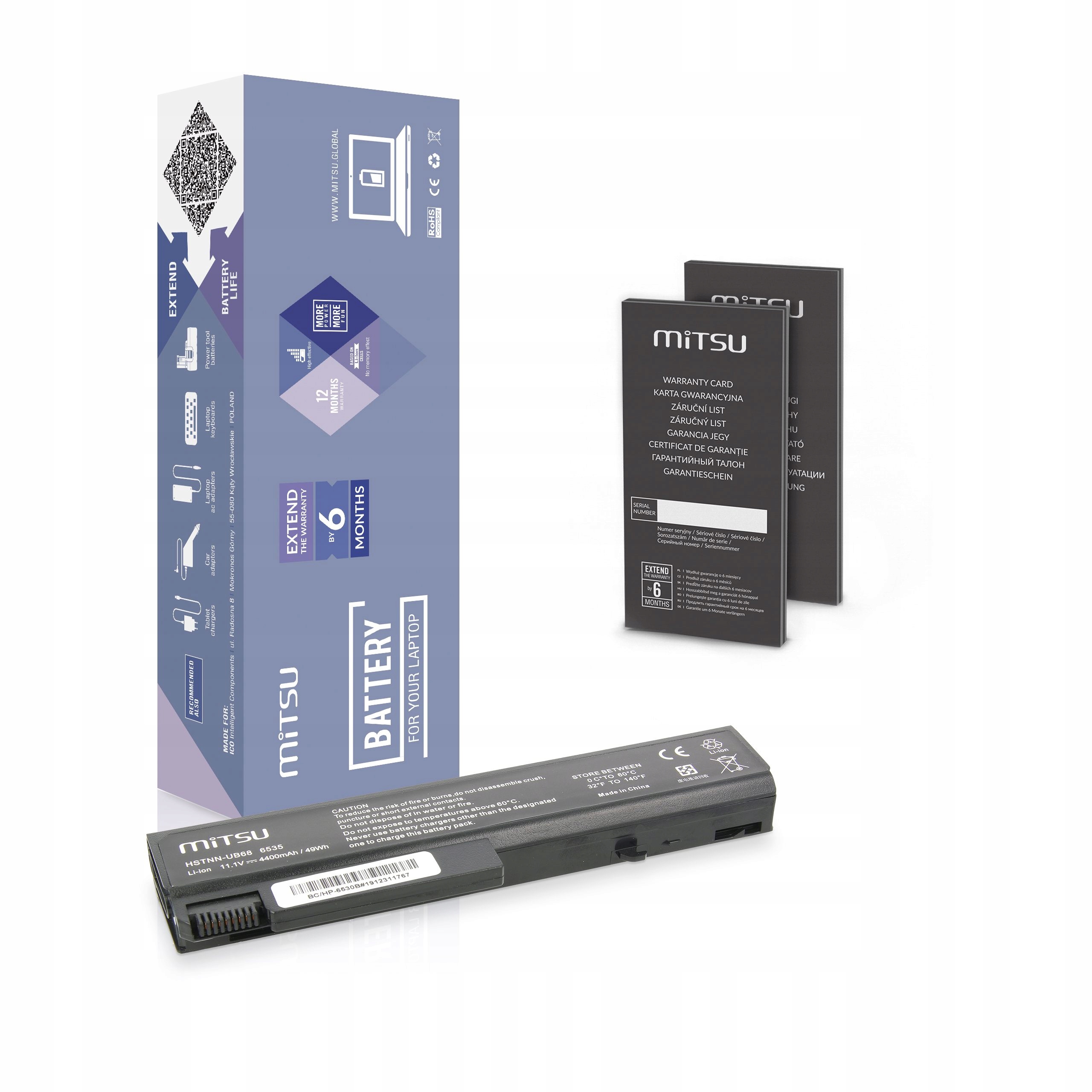 

Bateria Mitsu do Hp 6530b, 6735b, 6930p
