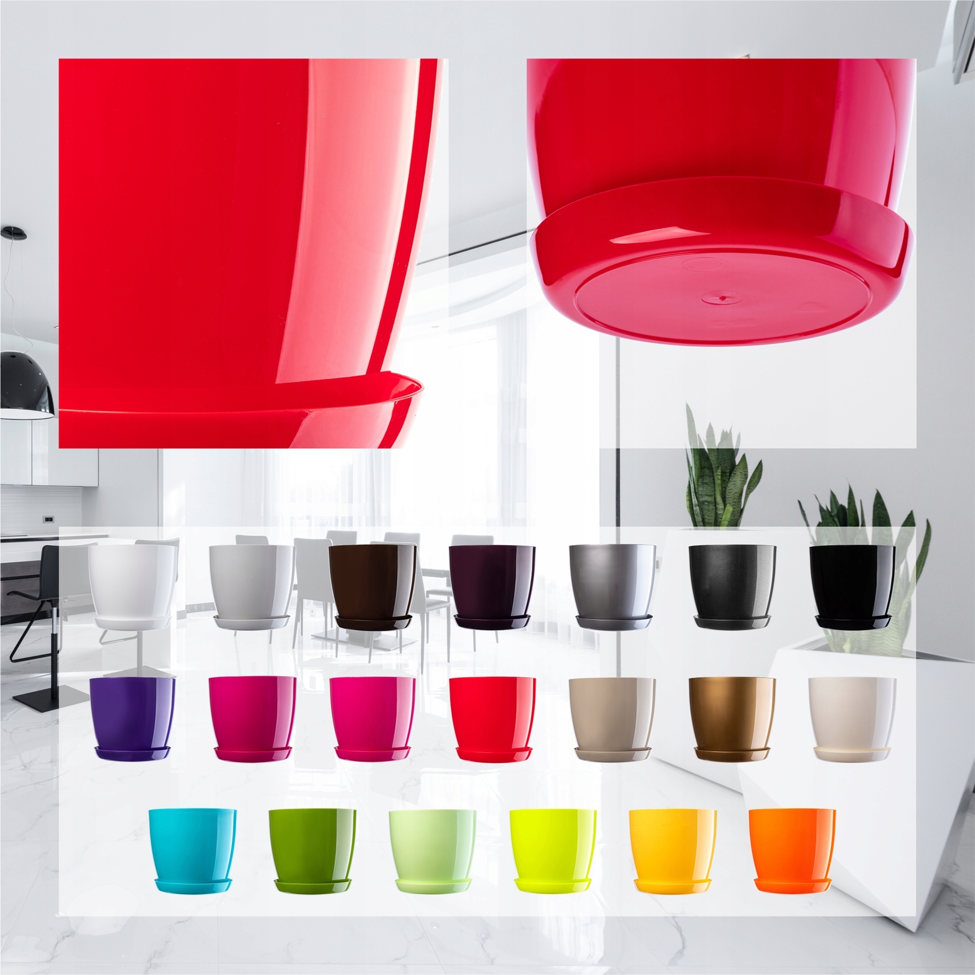 DONICZKA Z PODSTAWKĄ PLASTIKOWA OSŁONKA DONICA 12cm CZERWONA KWIATY KADAX Marka Kadax