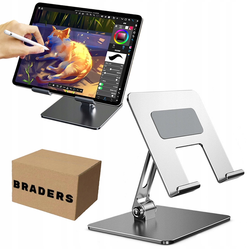 Regulowana podstawka pod laptop, tablet, telefon do 13" – srebrna