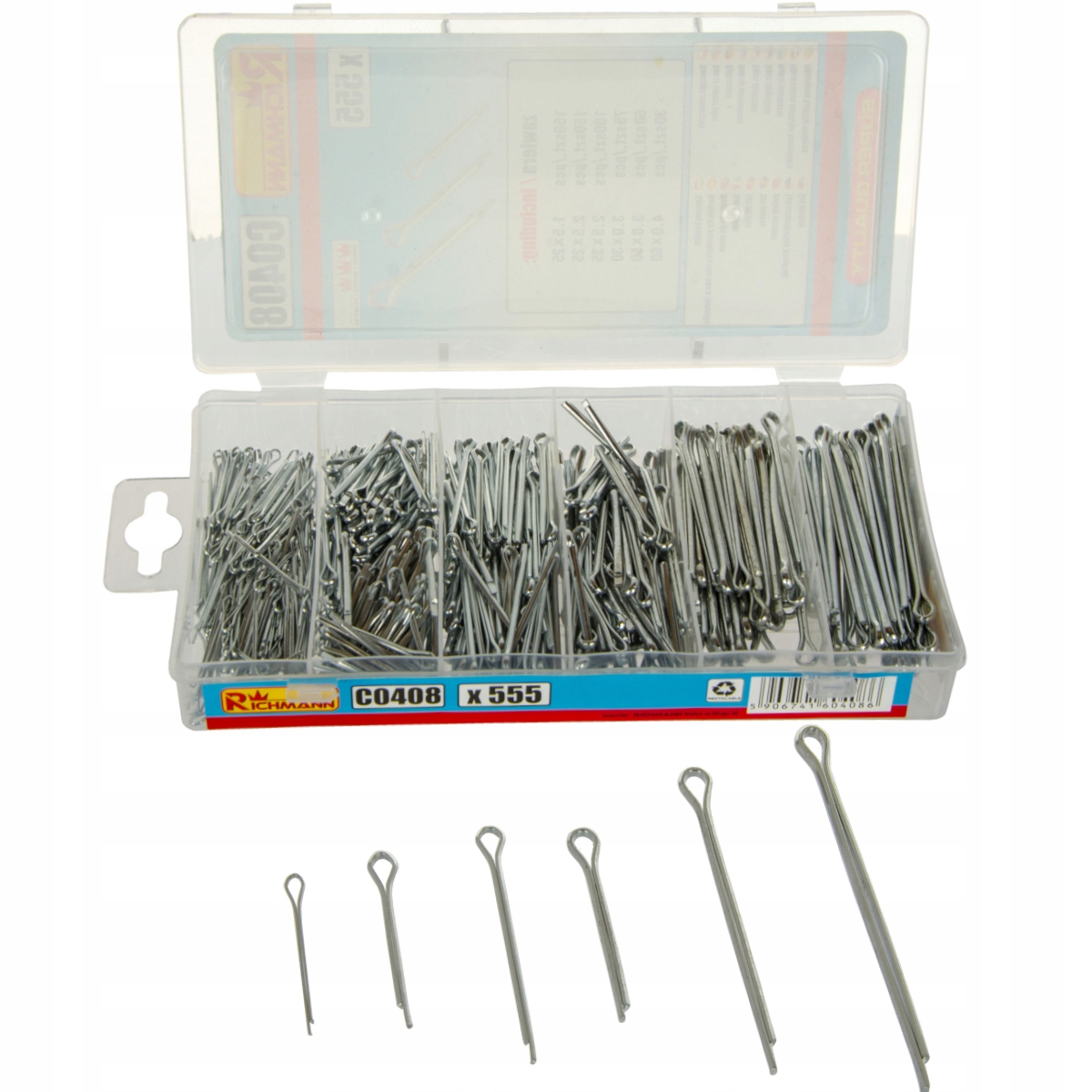 

Zestaw zawleczek prostych 555szt. od 1.5mm do 4mm