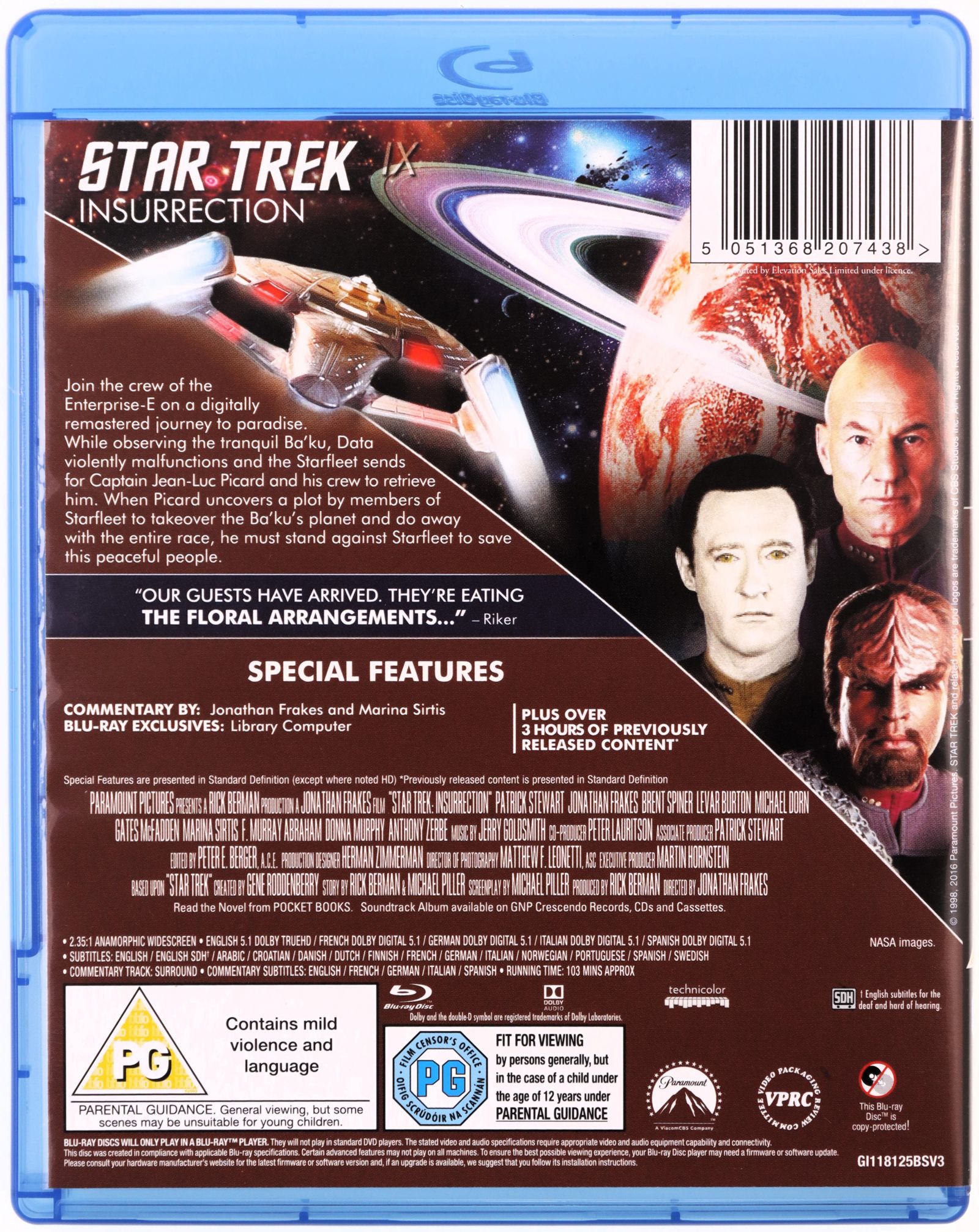 STAR TREK: INSURRECTION (BLU-RAY) Stan opakowania oryginalne