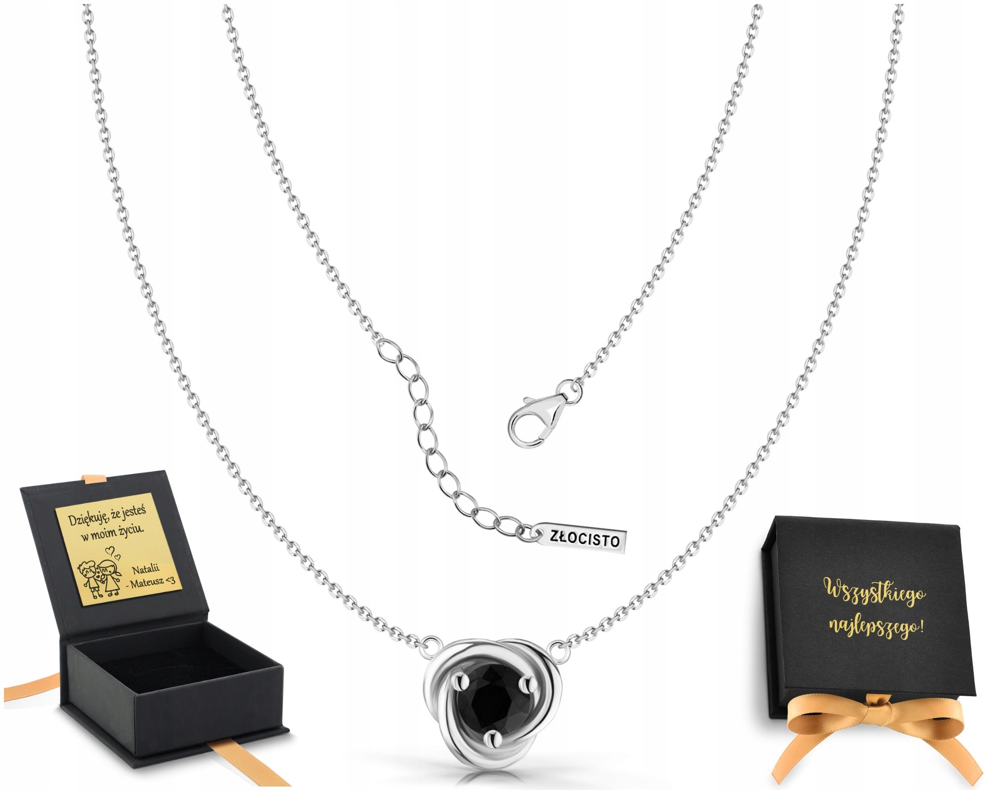 Dámský stříbrný náhrdelník s černým zirkonem a jemným stříbro 925