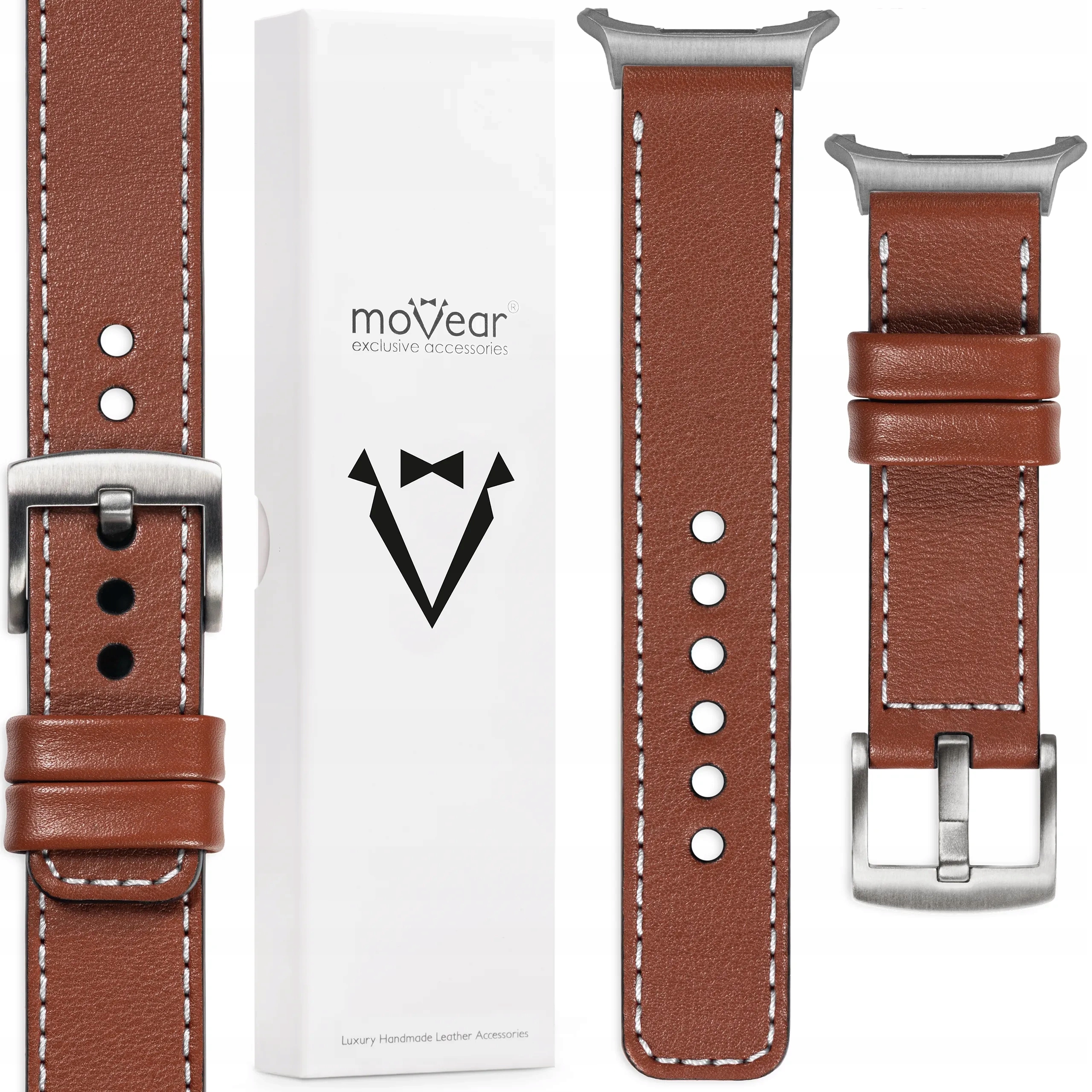 Pásek pro Samsung Galaxy Watch Ultra kožený elegantní premium 22 mm Movear