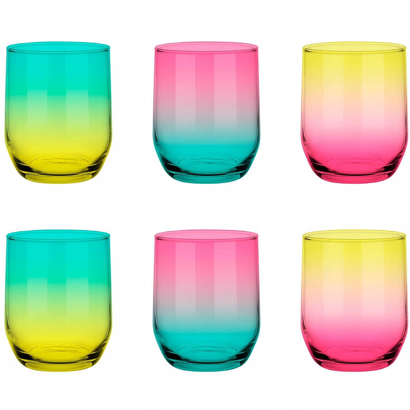 KPL 6 SZKLANEK KOLOROWYCH 300 ml, DRINKI, SOKI Marka Glasmark